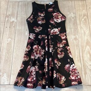 Bar III Floral Dress - Black and Burgundy